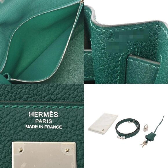 HERMES Kelly 28 O-Pass Inner Stitch 2WAY Malachite/Bleu zanzibar - Picture 7 of 12